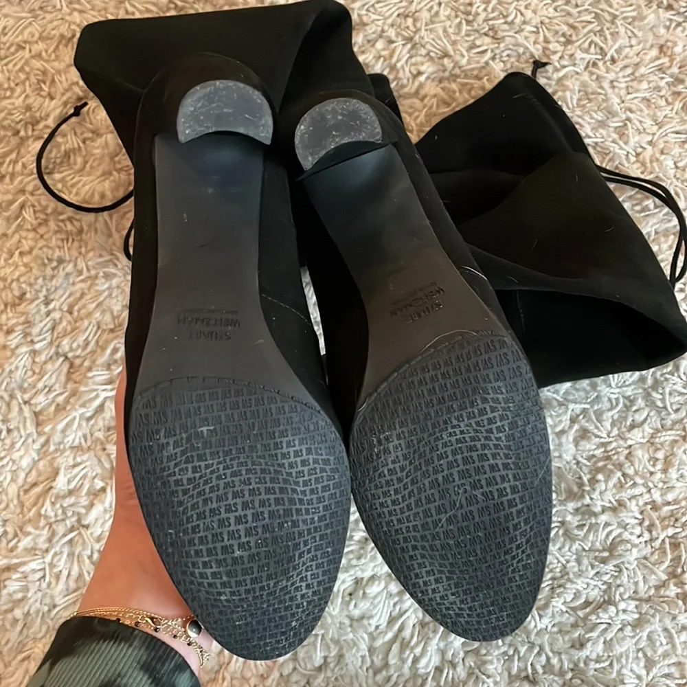 Stuart Weitzman Highland Over the Knee Boots, Black Suede - Picture 4 of 6